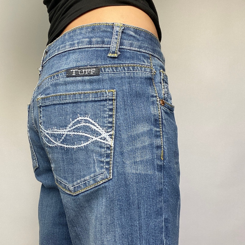 Cowgirl Tuff Dont Fence Me In Bootcut Jeans Barbwire Pocket Embroidery Flare 29W - Picture 6 of 10